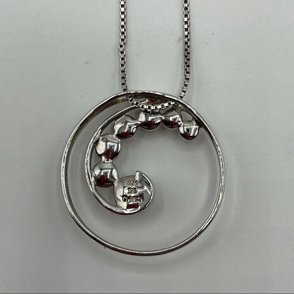 Sterling Silver 925 Genuine Pearl Circle Necklace - Picture 4 of 5